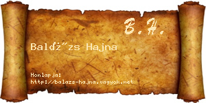 Balázs Hajna névjegykártya